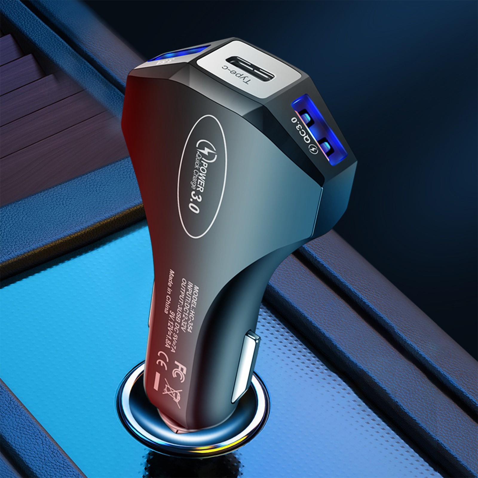Car Charger, Staron 2026 QC3.0 Fast Charging Car Adapter, 3-Port USB C Car Charger with Intelligent Power Allocation Overload Protection, Black