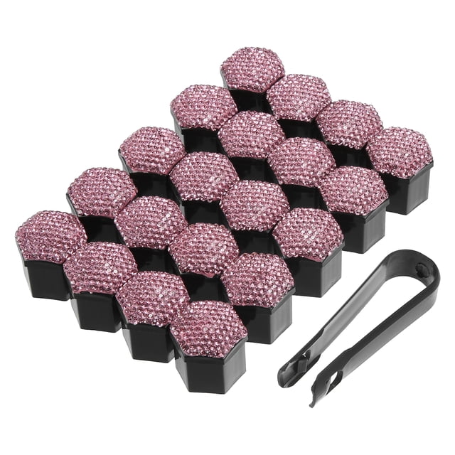 Unique Bargains 20 Pcs Capuchons d'Écrous de Roue 17 mm Bling Faux Cristal Capuchons de Boulons de Roue Capuchons Universels d'Écrous de Roue Jaune
