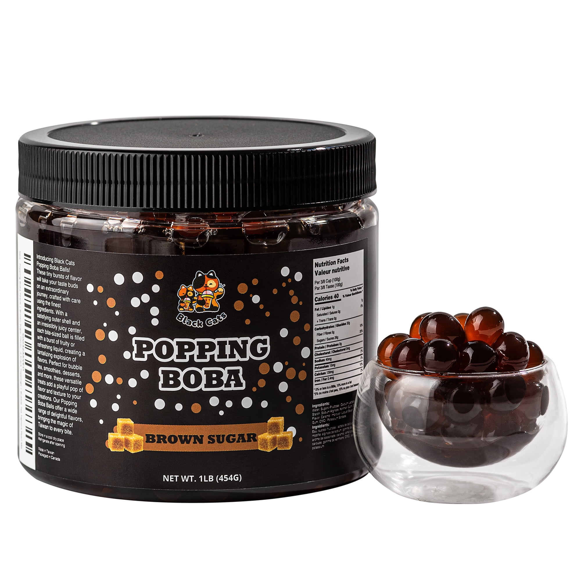 BLACK PEARLSブラックパールズ サタン炭治郎 甘露寺 BIGハピー 他 Black Cats Popping Boba Pearls | Raspberry Flavor | 1LB (454g
