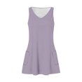 thumbnail image 5 of Timegard Robes pour Femmes Col en V Été Décontracté Robes T-Shirt Sortie de Plage Robe Débardeur avec Poches, 5 of 5
