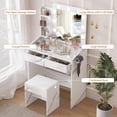 thumbnail image 3 of Ourlova Vanity Desk with Mirror & Lights, Makeup Vanity with Power Outlet, 3 Lighting Modes, 2 Drawers, 3 of 7