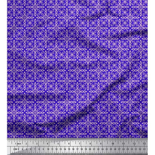 Soimoi Blue Rayon Fabric Arrow & Diamond Geometric Print Fabric by the Yard 56 Inch Wide
