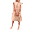 thumbnail image 1 of Faithtur Robe Mi-Longue Ample pour Femmes, Style Décontracté d'Été, Couleur Unie, Col Rond, Manches Volantes, Jupe Froncée, 1 of 9