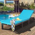 thumbnail image 1 of Costway Chaise Longue Inclinable d'Extérieur en Rotin Réglable avec Coussin pour Patio Turquoise, 1 of 10