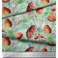 thumbnail image 3 of Soimoi Green Satin Silk Fabric Apricot,& Oaknut Fruits Print Sewing Fabric BTY 42 Inch Wide, 3 of 3
