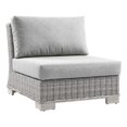 thumbnail image 2 of Modway Conway Rattan & Fabric Outdoor Patio Armless Chair in Light Gray, 2 of 8