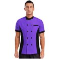thumbnail image 3 of TiaoBug Unisex Chef Jacket Double Breasted Short Sleeve Chef Coat Hotel Restaurant Kitchen Work Wear Purple XXL, 3 of 5