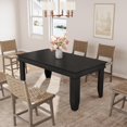 thumbnail image 3 of Black 63 Inch Rectangular Dining Table for 4-6 People, Sturdy Thick Leg Kitchen Table for Dining Room Home Office, 3 of 8