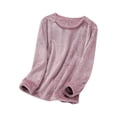 thumbnail image 1 of MeetoTime Women's Pajama Tops Fall Winter Fleece Keep Warm Long Sleeves Home Wear, 1 of 3