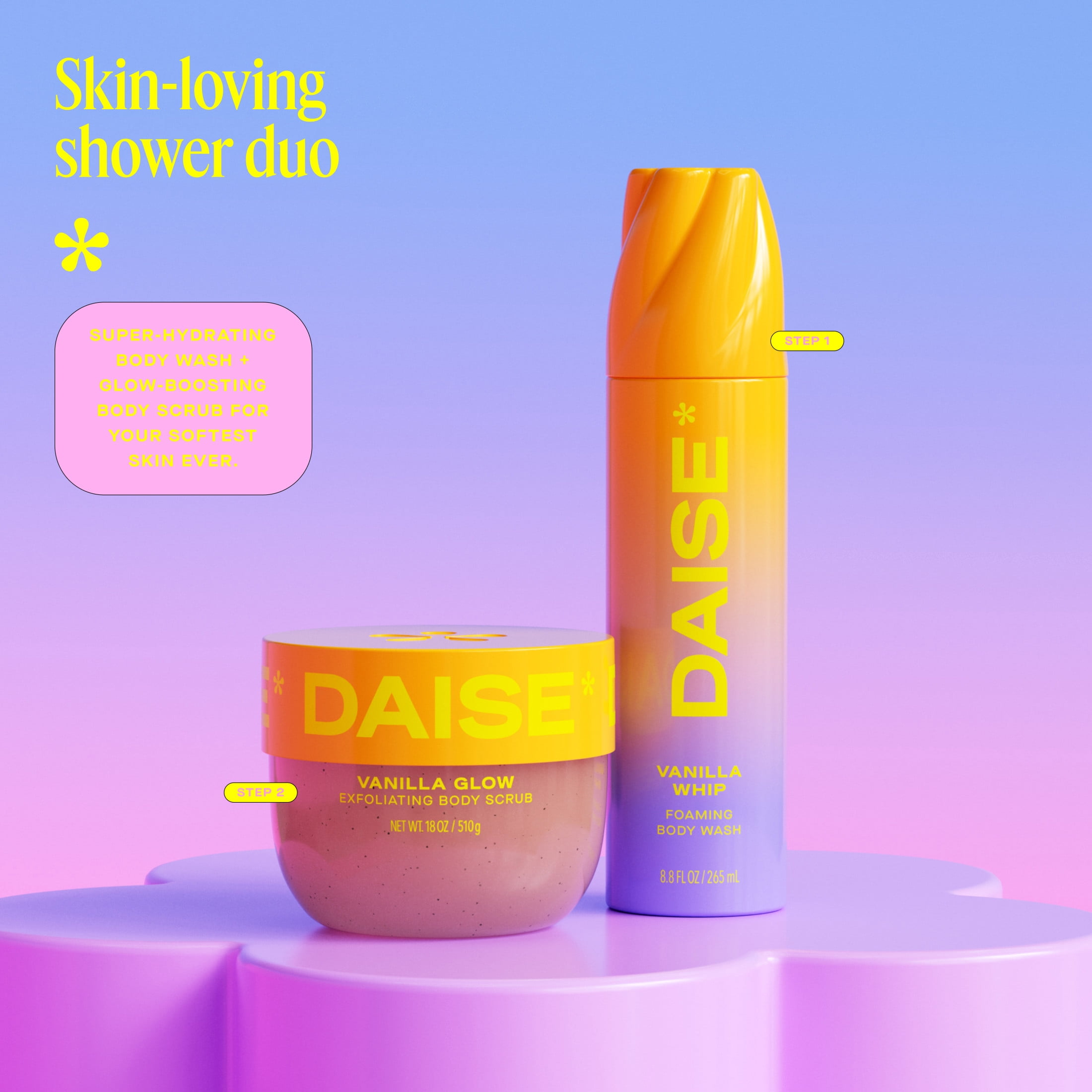 DAISE Gel douche moussant à la vanille, ultra hydratant pour la peau, 8.8 oz/250 g