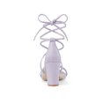 thumbnail image 2 of BLISSFUL STEP Women's Shoes Open Toe Lace Up Block Heel Strappy Heels Light Purple 7.5, 2 of 8