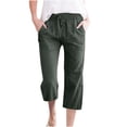 thumbnail image 1 of AherBiu Plus Size Capris pour Femmes Pantalon Capri Décontracté d'Été en Coton et Lin Taille Haute Droit Court, 1 of 5