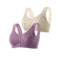 thumbnail image 1 of AherBiu 2pc Plus Size Bras for Women High Support Wireless Floral Bralettes Lift up Front Closure Button Everyday Bra, 1 of 5