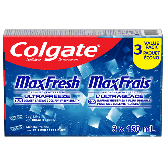 Colgate MaxFresh Cool Mint Toothpaste, Value pack 3x150 ml