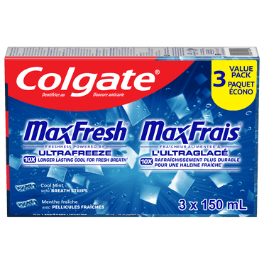 Colgate Maxfrais Dentifrice Menthe Fraîche, Paquet Écono 3x150 ml