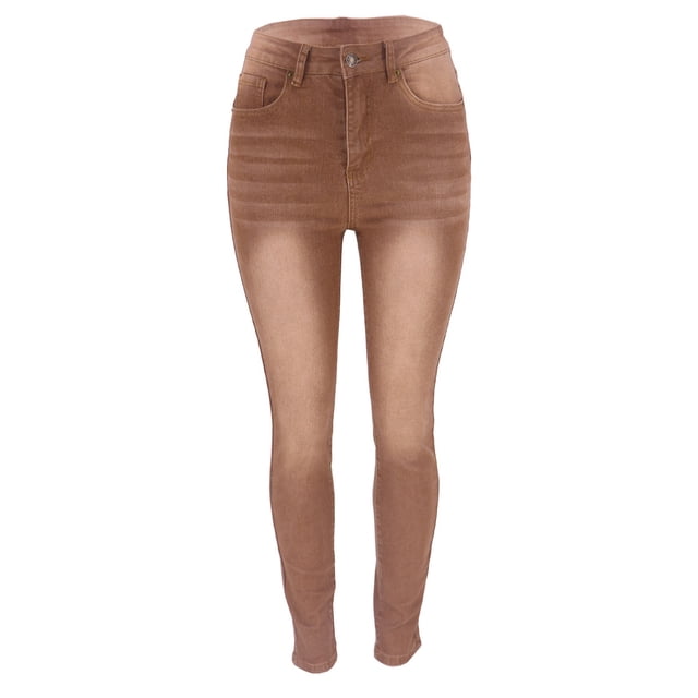 Bmisegm Jeans Y2K pour Femmes, Coupe Ajustée, Extensibles, Taille Haute, Brun, TTG