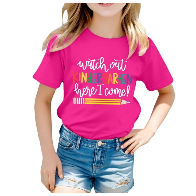 TZEWGL T-Shirts For Newborn Back To School Season Printed Short Sleeve Crewneck Clothes For Infnants size 2-4T