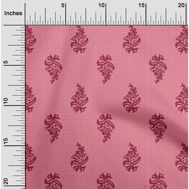oneOone Cotton Poplin Fabric Leaves & Floral Block Print Fabric BTY 56 Inch Wide