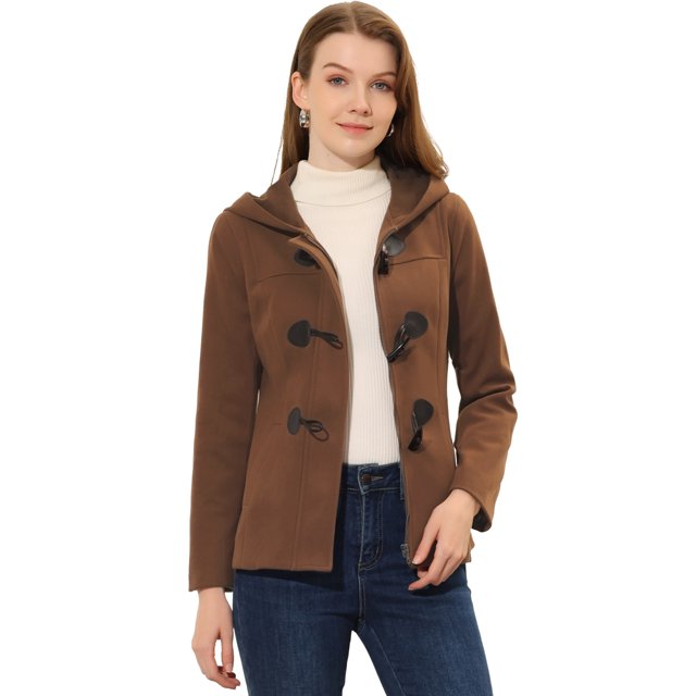INSPIRE CHIC Anorak Court à Capuchon et Fermeture Éclair pour Femme, Brun Foncé, Taille TG
