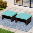 thumbnail image 2 of Costway 2 PCS Patio PE Rattan Ottomans with Soft Zippered Cushions for Deck Outdoor Turquoise, 2 of 8