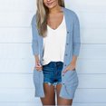thumbnail image 3 of Womens Soft Button Down Cardigan Long Sleeve Light Weight Shirts Jacket Comfy Loose Fall Lounge Wear Tops Blue, M, 3 of 7