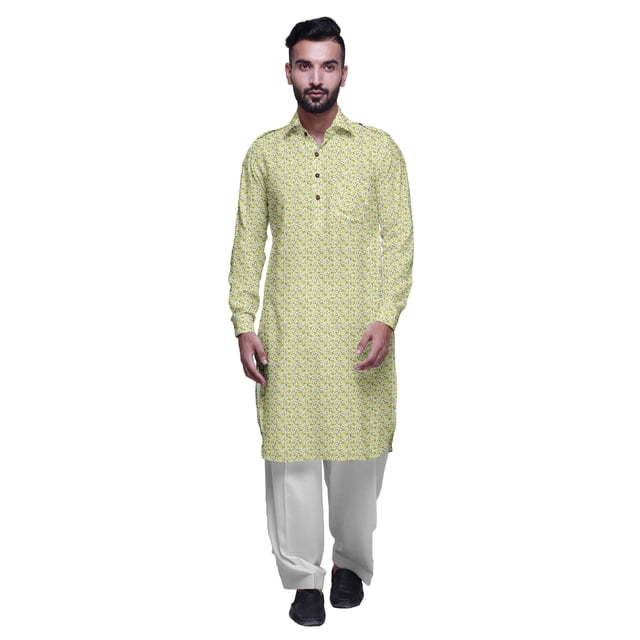 Atasi Kurta Pathani Classique à Col pour Garçons Chemise en Rayonne à Poche avant