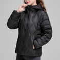 thumbnail image 4 of Cameland Women's Solid Color Lightweight Down Jacket Short Hooded Long Sleeved Versatile Jacket Long Sleeved Cotton Jacket, 4 of 7