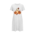 thumbnail image 2 of Sakmal Robe de Nuit Courte Moomoos pour Femmes, Sommeil, Grande Taille, Blanche, Confortable, Halloween, Imprimé Citrouille, Manches Courtes, Chemises de Nuit pour Femmes, 2 of 5