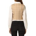 thumbnail image 3 of INSPIRE CHIC Women's Plaid Double Breasted Versatile Racerback Suit Vests Khaki L, 3 of 6