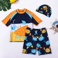 thumbnail image 2 of Akiihool Boys Rash Guard Long Sleeve Boys Rash Guard Swimsuits Set for Boys 2 Piece Short Sleeve Swim Shirts Quick Dry Bathing Suits with Trunks (Orange,3-4 Years), 2 of 4