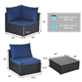thumbnail image 2 of Gymax 7PCS Rattan Patio Conversation Set Sectional Furniture Set w/ Navy Cushion, 2 of 10