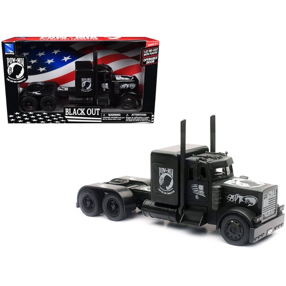 Peterbilt Custom Truck Black Out "POW-MIA You Are Not Forgotten" 1/32 Diecast Model by New Ray