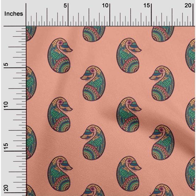 oneOone Cotton Flex Fabric Paisley Block Printed Craft Fabric BTY 40 Inch Wide