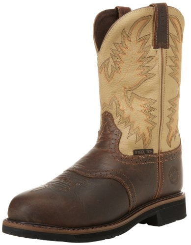 Justin Bottes de Travail à Embout d'Acier pour Hommes Boot Company, Brun Ciré