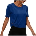 thumbnail image 1 of Besolor Hauts d'Entraînement pour Femmes Col Rond T-Shirt à Manches Courtes Été Décontracté Ample Côté Ajouré Athlétique Course Court, 1 of 6