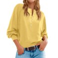 thumbnail image 2 of Longs Chandails pour Femmes Mode pour Femmes Col Rond à Boutons Manches Longues Hauts Unis Chandail à Enfiler Chandail Tendance et Confortable Vêtements d'Hiver Chandails d'Hiver pour Femmes, 2 of 8