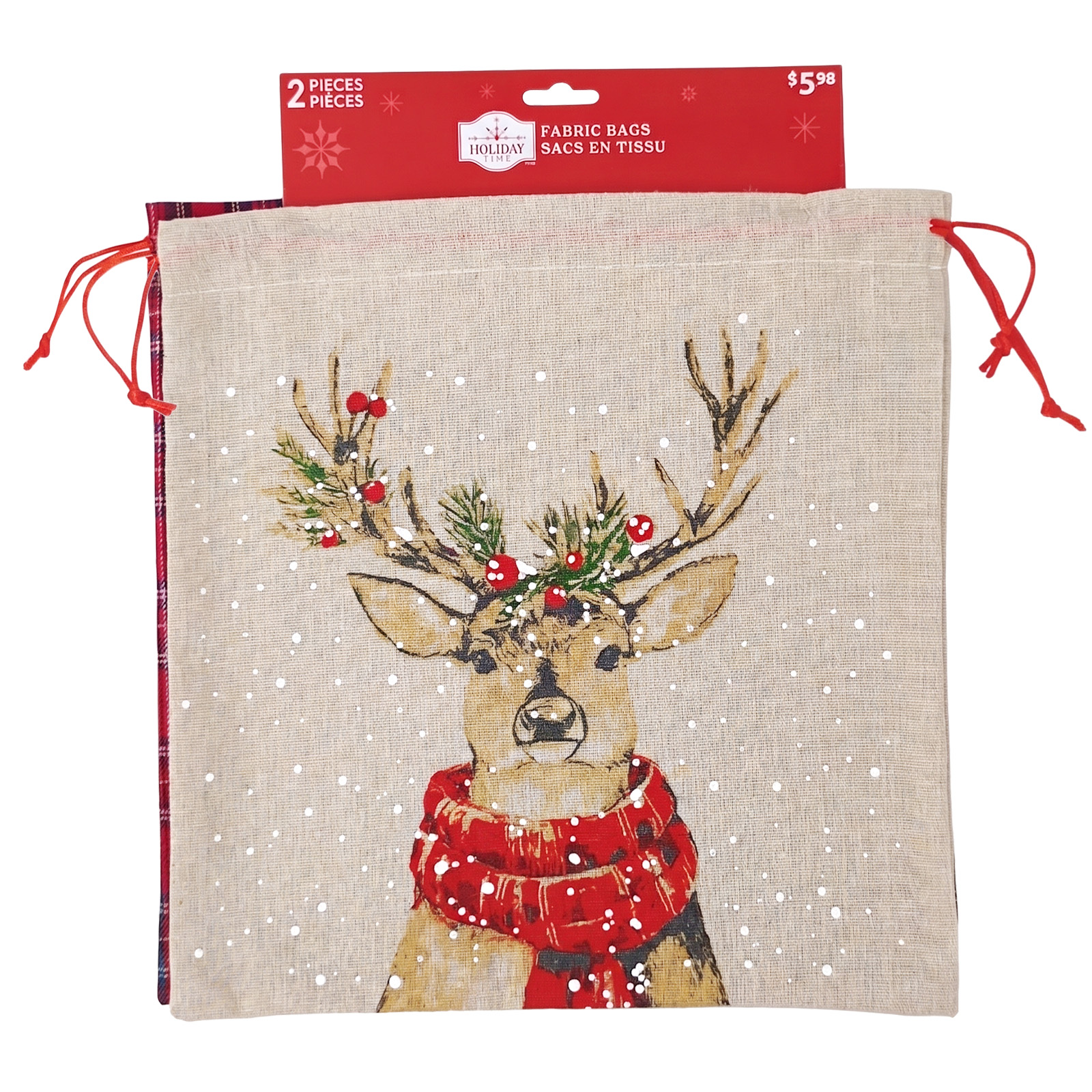 Holiday Time 2 Count Deer Christmas Gift Bags