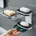 thumbnail image 1 of Bowayaoa Suction Cup Wall Mounted Soap Dish Holder, Double Rows Soap Rack for Bathroom, No Drill Soap Storage Shelf with Drainage, Wall Organizer for Shower, Kitchen Sink, 1 of 7