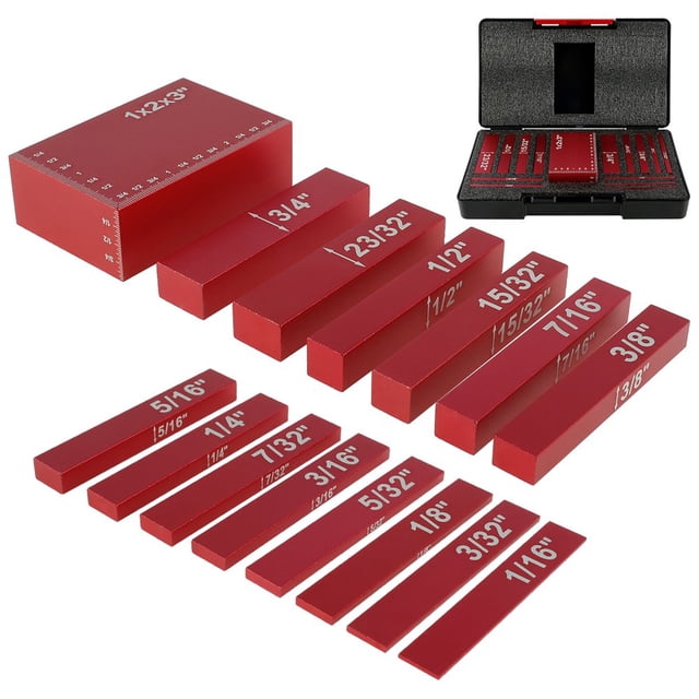 Ensemble de 15 Blocs de Jauge en Alliage d'Aluminium Barres de Jauge de Hauteur Haute Précision Outil de Mesure Portable pour Routeur et Scie à Table Accessoires de Menuiserie