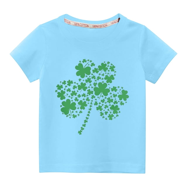 TopLLC St. Patricks Day Chemises pour Femmes Hauts de Sarrau St Patricks Day Tout-Petits Enfants Garçons Filles Mode Mignon Col Rond Imprimé Manches Courtes Haut