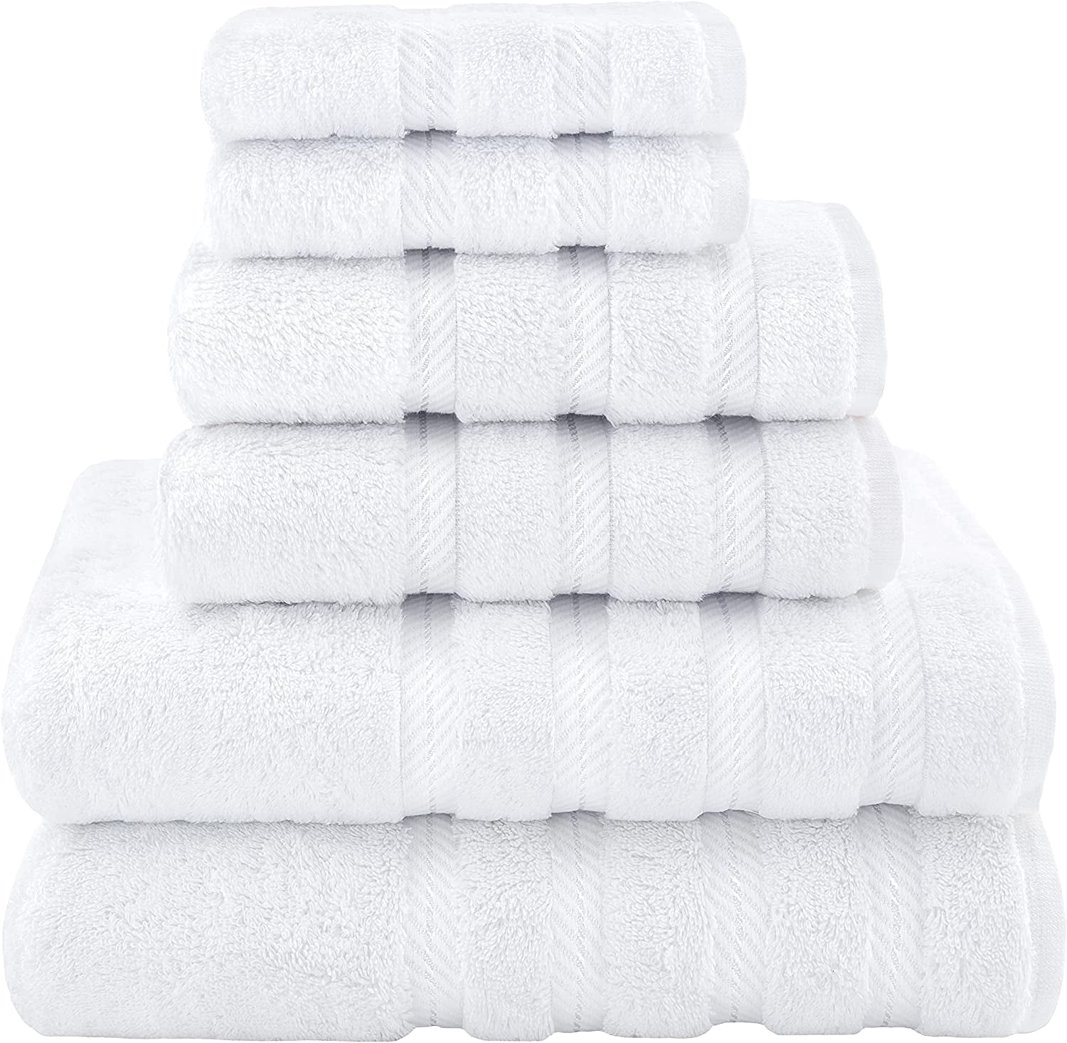 EcoNesxp Bathroom Towel Set White Towel Set Bright White 6-Piece Towel Set Deluxe 6-Piece Towel Set 2 Bath Towels 2 Hand Towels 2 Face Towels (37x75 Inches)