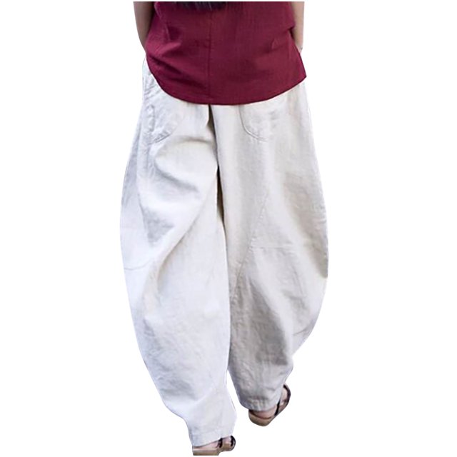 Birdeem Pantalon Ample Décontracté pour Femmes avec Poches Mode Combinaison en Coton et Lin