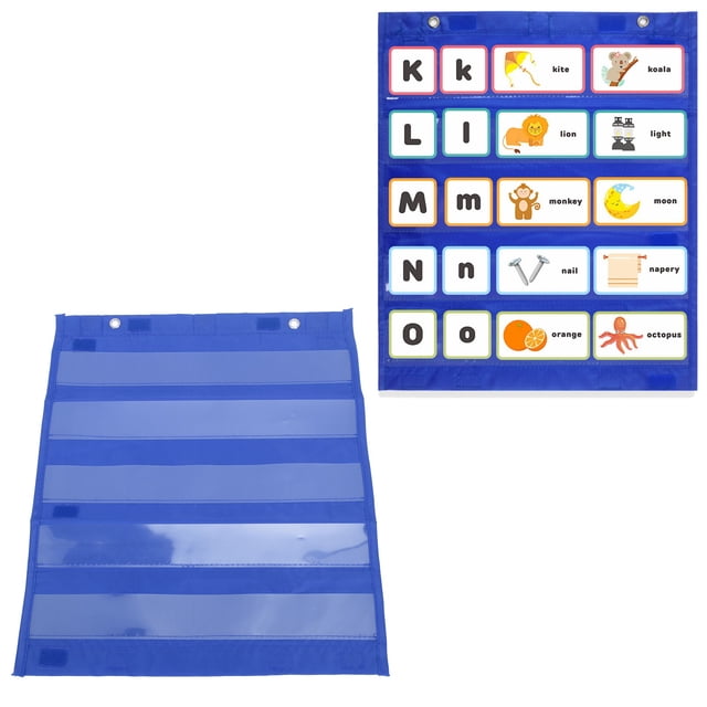 Mini Tableau de Poche Double Face avec 5 Poches Transparentes, Matériau en Nylon, pour Organisation de Classe, Mots de Vocabulaire, Mots de Comptine, Exercices Mathématiques