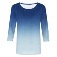 thumbnail image 4 of Pompotops Mode Femme Col Rond Dégradé Imprimé Manches Trois-Quarts Chemisier Chemise en Solde, 4 of 5