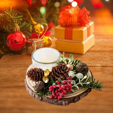XYAIYT Candle Holder Wooden Christmas Decorations Ornaments for Tree for Home Table Centerpiece for Living Room Holiday Party Display Creates An Elegant Warm Festive Ambience 5.1 in