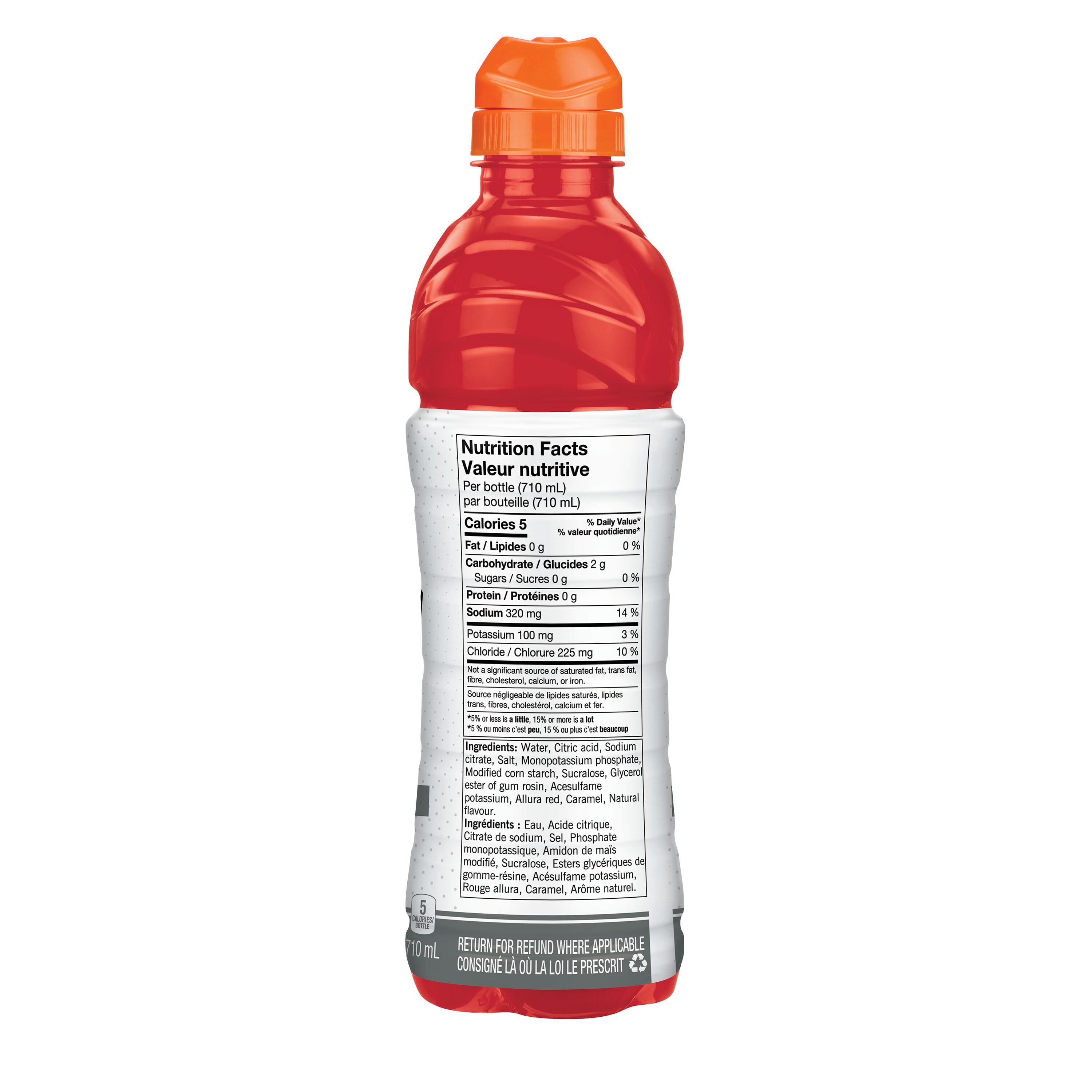 Gatorade Zéro Punch aux Fruits Boisson Électrolytique 710 mL, Bouteille