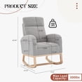 thumbnail image 3 of Bingirl Rocking Chair, Wingback Accent Rocker Chair Upholstered Tall Back Arm Chair w/Side Pockets, Ursing Rubber Wood Legs and Side Pocket for Living Room, Bedroom, 3 of 7