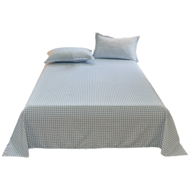 Wozhuo Solid Color Washed Cottons Bed Sheet And Pillowcase Set Plain Holiday Gift Duvet Sheet Three Piece Set Easter Home Decor
