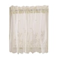 thumbnail image 3 of GROWTH TANK Embroidered Tier Voile Valance Window Curtains Home Decor - White, as described Creamy, 3 of 9