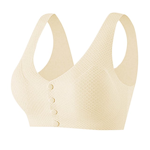 Yuzhih Womens Front Closure Everyday Bras Comfortable Wireless Bralettes V Neck Seamless Bra Wire Free Basic Bras